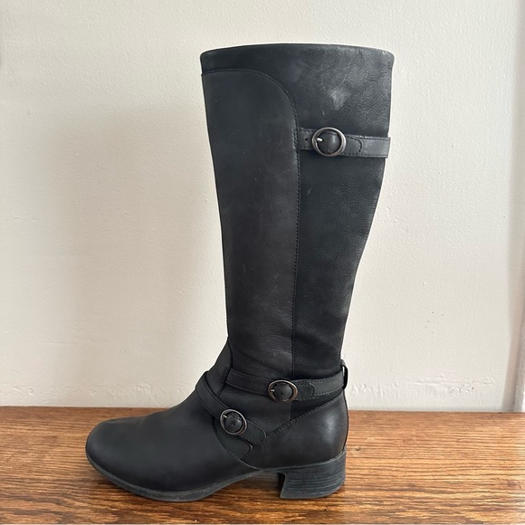 Dansko Shoes - Dansko Tall Leather Riding Boots Black Leather Buckles Women’s 36  Size 6